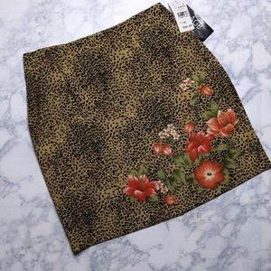 agb • vintage cheetah floral print pencil skirt